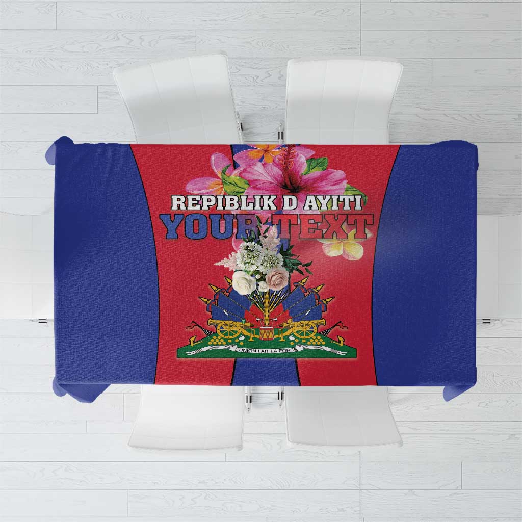 Personalized Haiti Coat Of Arms Tablecloth With Flag Color - Wonder Print Shop