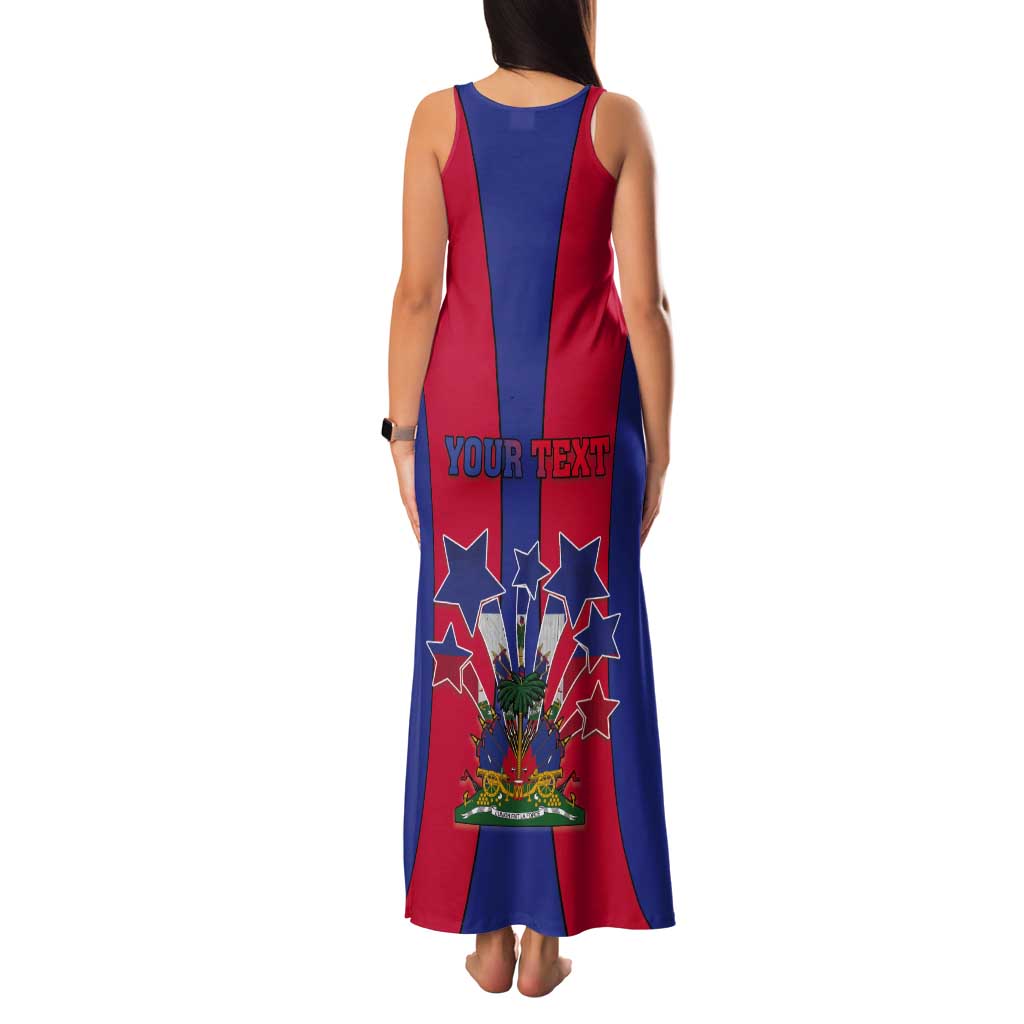 Personalized Haiti Coat Of Arms Tank Maxi Dress With Flag Color - Wonder Print Shop
