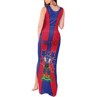 Personalized Haiti Coat Of Arms Tank Maxi Dress With Flag Color - Wonder Print Shop