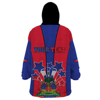 Personalized Haiti Coat Of Arms Wearable Blanket Hoodie With Flag Color - Wonder Print Shop
