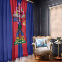 Personalized Haiti Coat Of Arms Window Curtain With Flag Color - Wonder Print Shop
