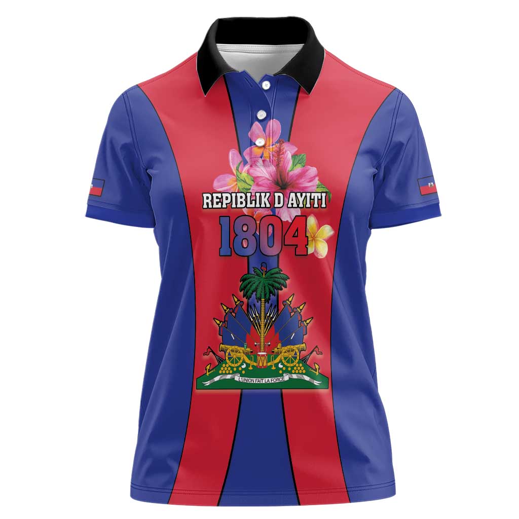 Personalized Haiti Coat Of Arms Women Polo Shirt With Flag Color - Wonder Print Shop