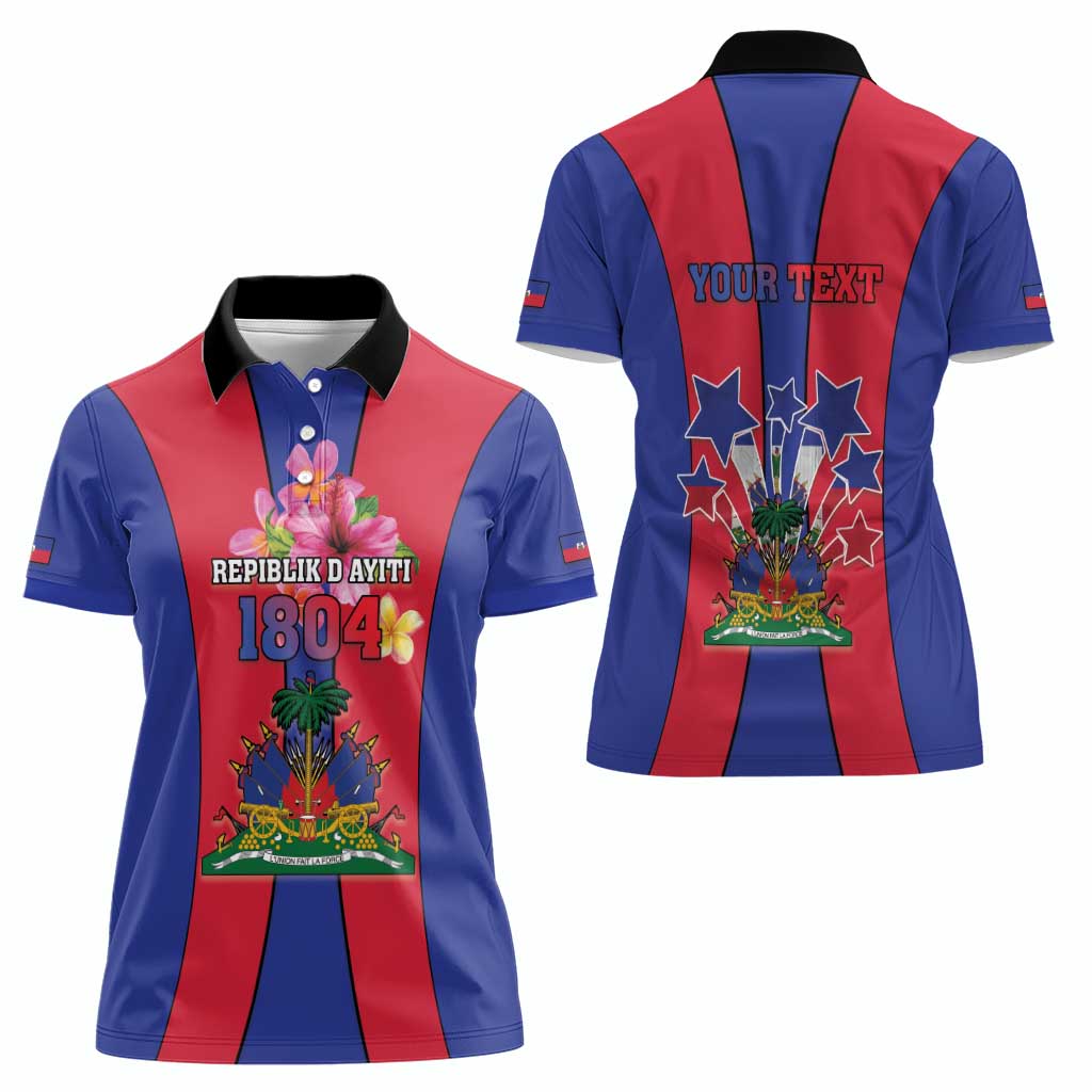 Personalized Haiti Coat Of Arms Women Polo Shirt With Flag Color - Wonder Print Shop