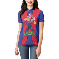 Personalized Haiti Coat Of Arms Women Polo Shirt With Flag Color - Wonder Print Shop