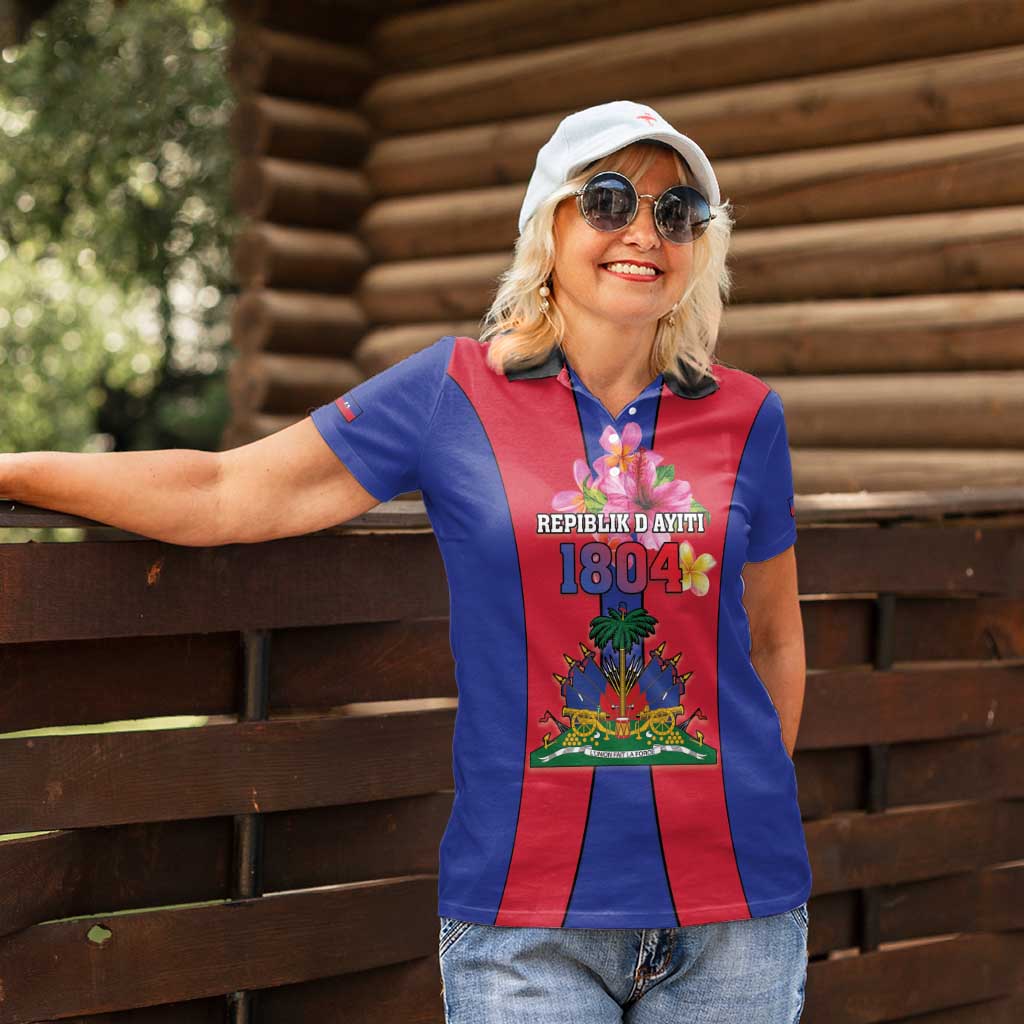 Personalized Haiti Coat Of Arms Women Polo Shirt With Flag Color - Wonder Print Shop