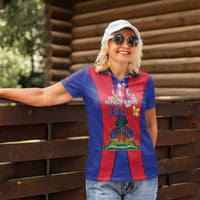 Personalized Haiti Coat Of Arms Women Polo Shirt With Flag Color - Wonder Print Shop
