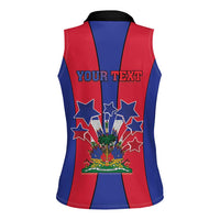 Personalized Haiti Coat Of Arms Women Sleeveless Polo Shirt With Flag Color - Wonder Print Shop