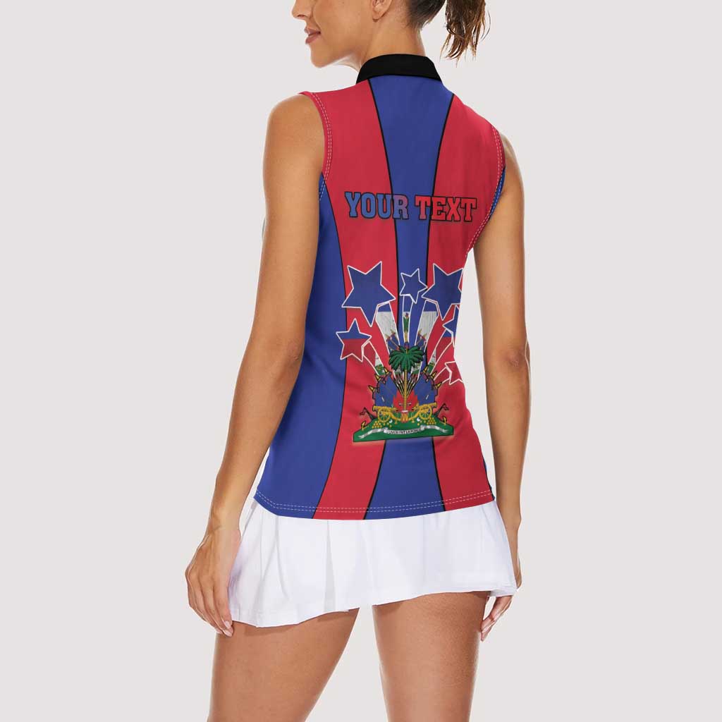 Personalized Haiti Coat Of Arms Women Sleeveless Polo Shirt With Flag Color - Wonder Print Shop