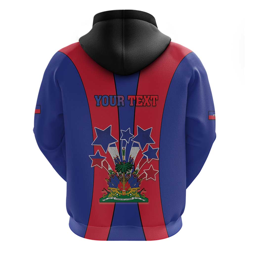 Personalized Haiti Coat Of Arms Zip Hoodie With Flag Color - Wonder Print Shop