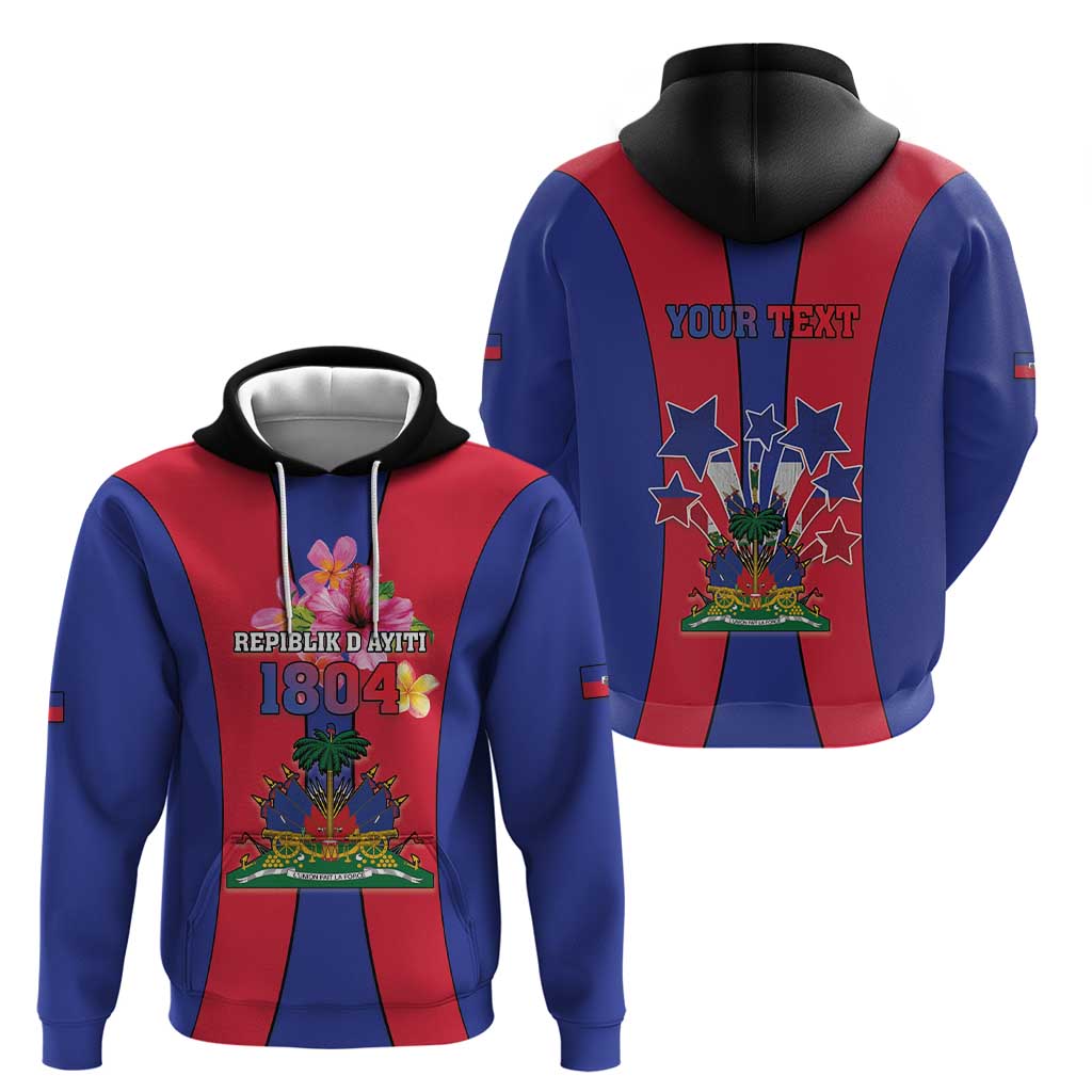 Personalized Haiti Coat Of Arms Zip Hoodie With Flag Color - Wonder Print Shop