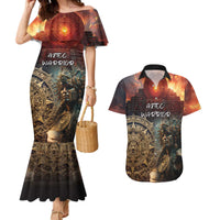 Personalized Mexican Aztec Warriors Couples Matching Mermaid Dress and Hawaiian Shirt - Wonder Print Shop