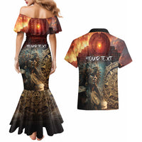 Personalized Mexican Aztec Warriors Couples Matching Mermaid Dress and Hawaiian Shirt - Wonder Print Shop