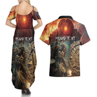 Personalized Mexican Aztec Warriors Couples Matching Summer Maxi Dress and Hawaiian Shirt - Wonder Print Shop