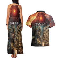 Personalized Mexican Aztec Warriors Couples Matching Tank Maxi Dress and Hawaiian Shirt - Wonder Print Shop