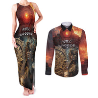 Personalized Mexican Aztec Warriors Couples Matching Tank Maxi Dress and Long Sleeve Button Shirt - Wonder Print Shop
