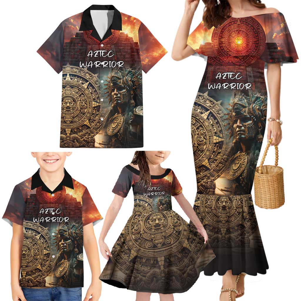 Personalized Mexican Aztec Warriors Family Matching Mermaid Dress and Hawaiian Shirt - Wonder Print Shop