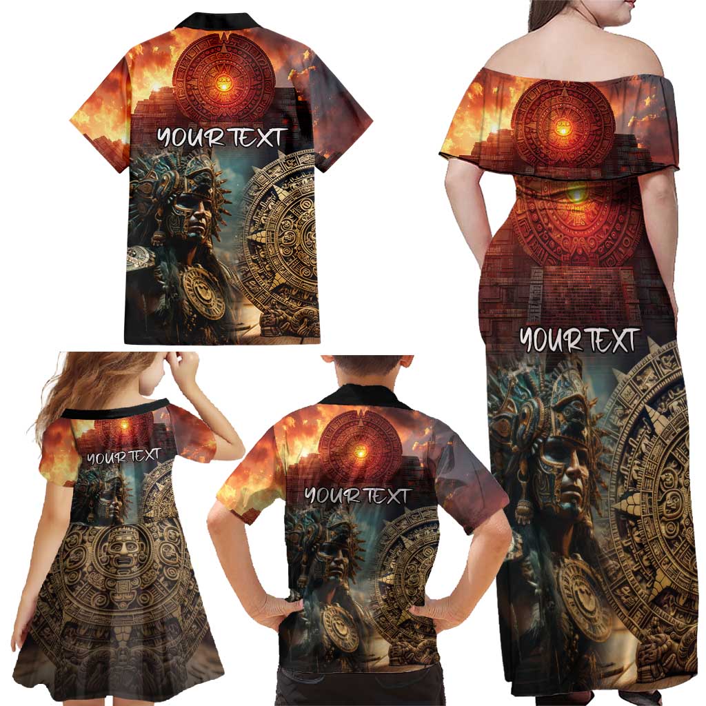 Personalized Mexican Aztec Warriors Family Matching Off Shoulder Maxi Dress and Hawaiian Shirt - Wonder Print Shop