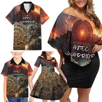 Personalized Mexican Aztec Warriors Family Matching Off Shoulder Short Dress and Hawaiian Shirt - Wonder Print Shop