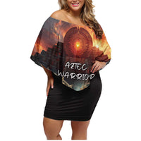 Personalized Mexican Aztec Warriors Family Matching Off Shoulder Short Dress and Hawaiian Shirt - Wonder Print Shop