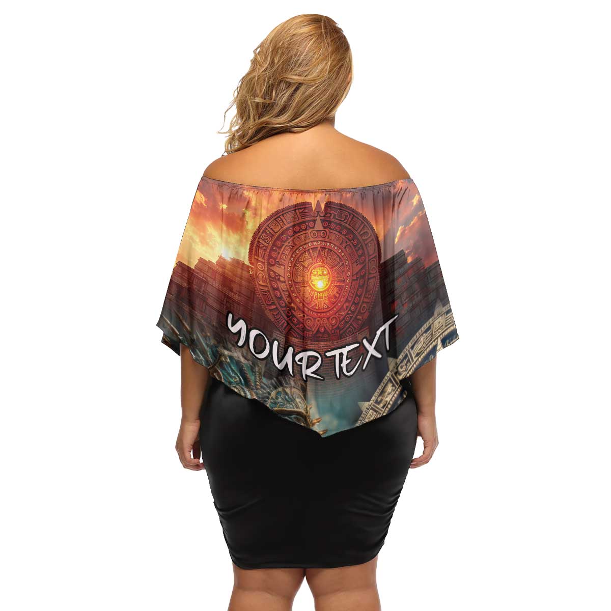 Personalized Mexican Aztec Warriors Family Matching Off Shoulder Short Dress and Hawaiian Shirt - Wonder Print Shop