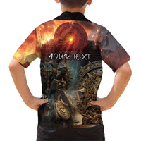 Personalized Mexican Aztec Warriors Family Matching Short Sleeve Bodycon Dress and Hawaiian Shirt - Wonder Print Shop
