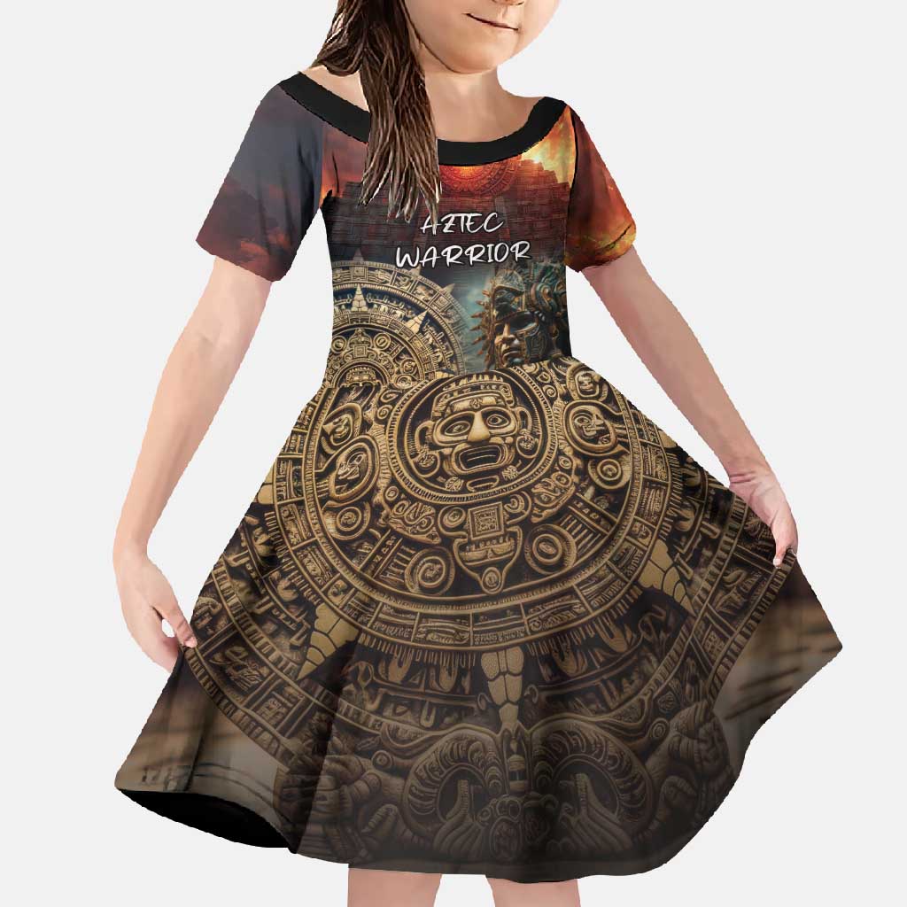 Personalized Mexican Aztec Warriors Family Matching Short Sleeve Bodycon Dress and Hawaiian Shirt - Wonder Print Shop