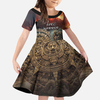 Personalized Mexican Aztec Warriors Family Matching Short Sleeve Bodycon Dress and Hawaiian Shirt - Wonder Print Shop