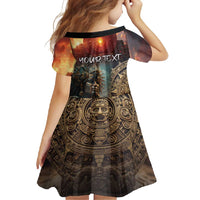 Personalized Mexican Aztec Warriors Family Matching Short Sleeve Bodycon Dress and Hawaiian Shirt - Wonder Print Shop