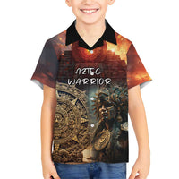 Personalized Mexican Aztec Warriors Family Matching Short Sleeve Bodycon Dress and Hawaiian Shirt - Wonder Print Shop