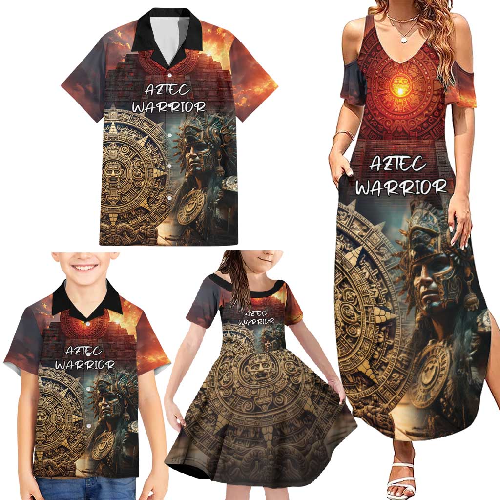 Personalized Mexican Aztec Warriors Family Matching Summer Maxi Dress and Hawaiian Shirt - Wonder Print Shop