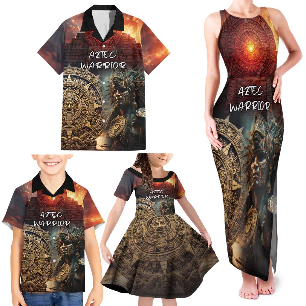 Personalized Mexican Aztec Warriors Family Matching Tank Maxi Dress and Hawaiian Shirt - Wonder Print Shop
