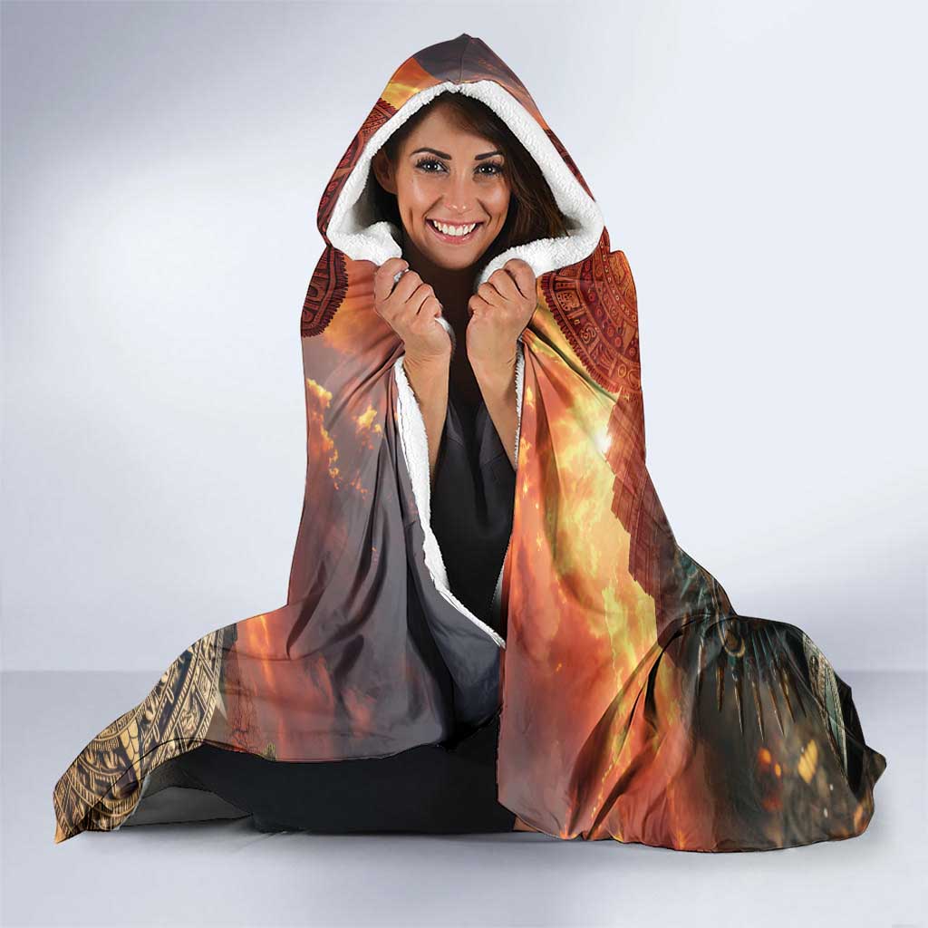 Personalized Mexican Aztec Warriors Hooded Blanket