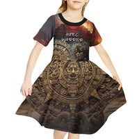 Personalized Mexican Aztec Warriors Kid Short Sleeve Dress - Wonder Print Shop