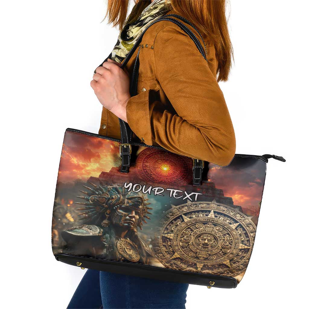 Personalized Mexican Aztec Warriors Leather Tote Bag - Wonder Print Shop