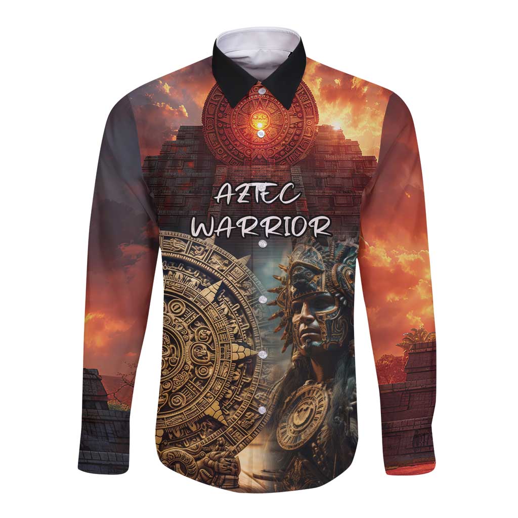 Personalized Mexican Aztec Warriors Long Sleeve Button Shirt - Wonder Print Shop