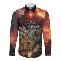 Personalized Mexican Aztec Warriors Long Sleeve Button Shirt - Wonder Print Shop