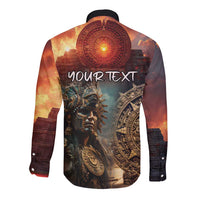 Personalized Mexican Aztec Warriors Long Sleeve Button Shirt - Wonder Print Shop
