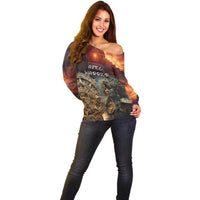 Personalized Mexican Aztec Warriors Off Shoulder Sweater - Wonder Print Shop