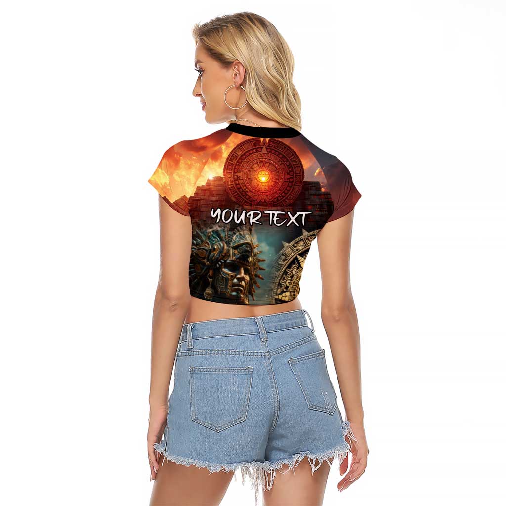 Personalized Mexican Aztec Warriors Raglan Cropped T Shirt - Wonder Print Shop