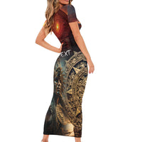 Personalized Mexican Aztec Warriors Short Sleeve Bodycon Dress - Wonder Print Shop