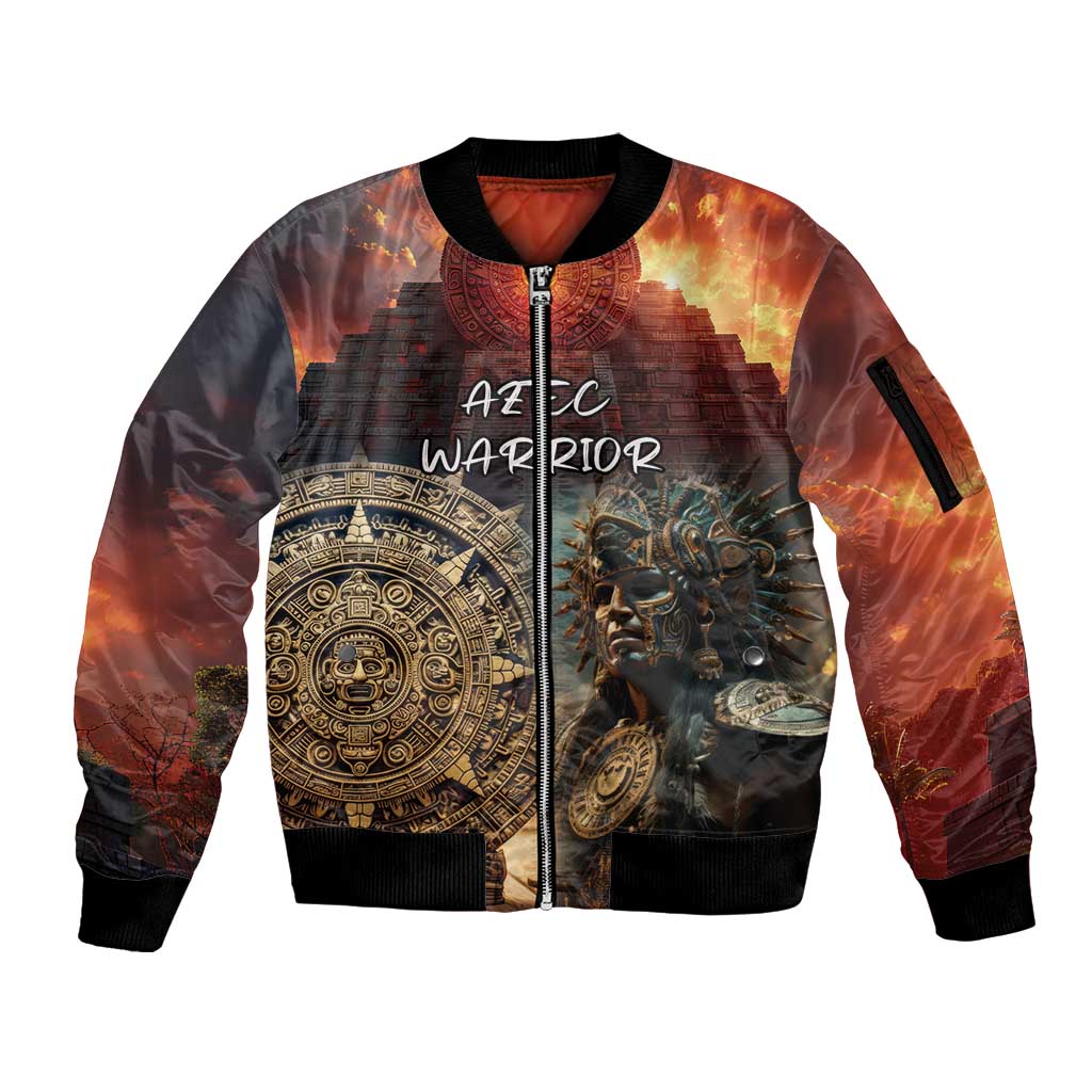 Personalized Mexican Aztec Warriors Sleeve Zip Bomber Jacket - Wonder Print Shop