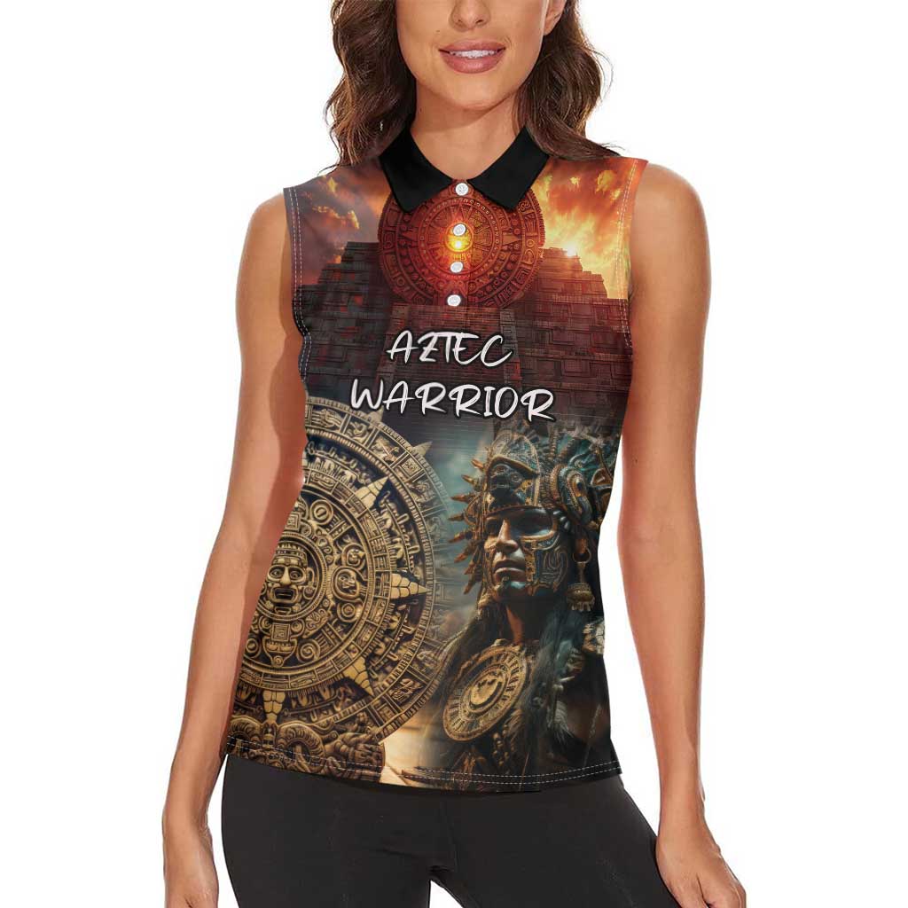 Personalized Mexican Aztec Warriors Women Sleeveless Polo Shirt - Wonder Print Shop
