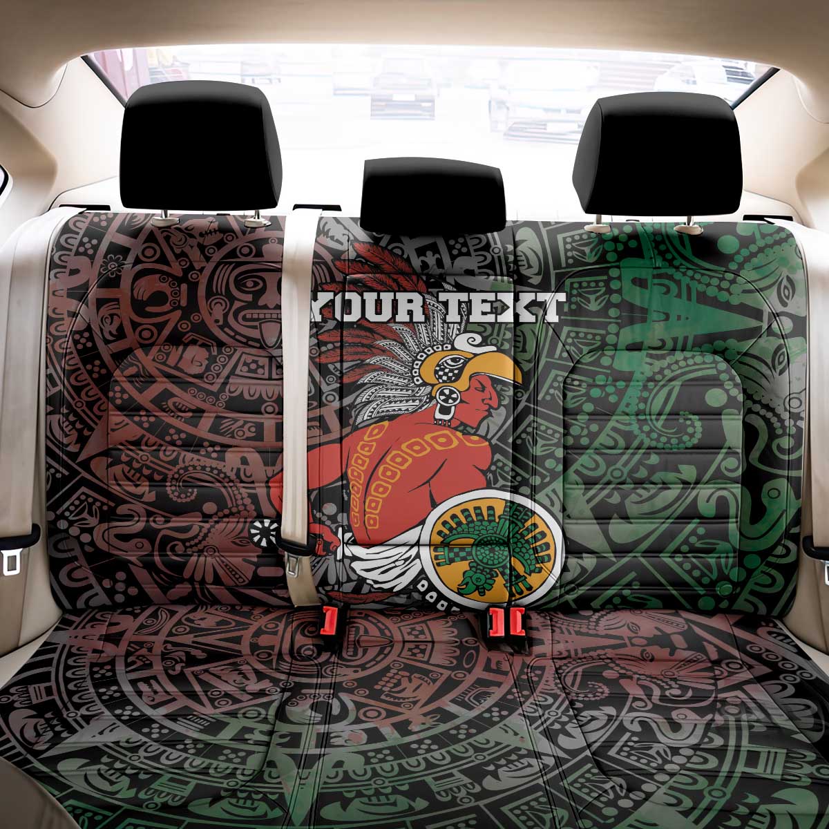 Personalized Mexican Tribal Aztec Warriors Back Car Seat Cover Aztec Sun God - Wonder Print Shop