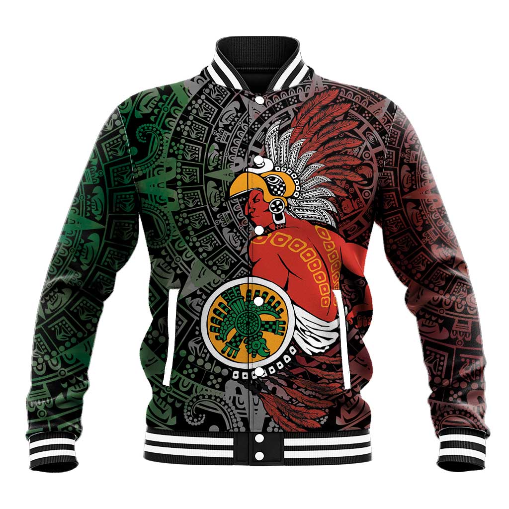 Personalized Mexican Tribal Aztec Warriors Baseball Jacket Aztec Sun God - Wonder Print Shop