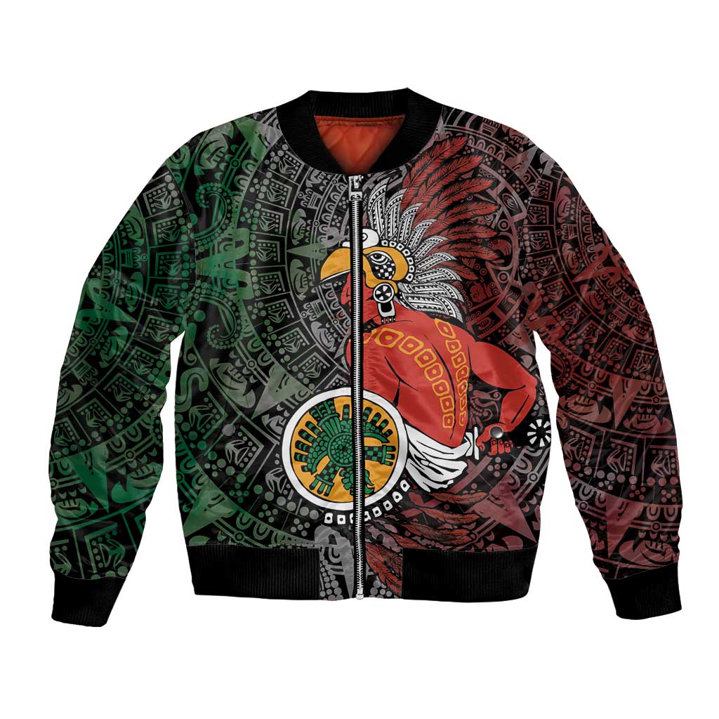 Personalized Mexican Tribal Aztec Warriors Bomber Jacket Aztec Sun God - Wonder Print Shop