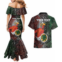 Personalized Mexican Tribal Aztec Warriors Couples Matching Mermaid Dress and Hawaiian Shirt Aztec Sun God - Wonder Print Shop