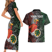 Personalized Mexican Tribal Aztec Warriors Couples Matching Short Sleeve Bodycon Dress and Hawaiian Shirt Aztec Sun God - Wonder Print Shop