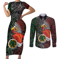 Personalized Mexican Tribal Aztec Warriors Couples Matching Short Sleeve Bodycon Dress and Long Sleeve Button Shirt Aztec Sun God - Wonder Print Shop