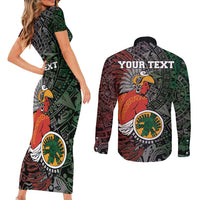 Personalized Mexican Tribal Aztec Warriors Couples Matching Short Sleeve Bodycon Dress and Long Sleeve Button Shirt Aztec Sun God - Wonder Print Shop