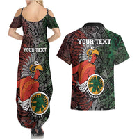 Personalized Mexican Tribal Aztec Warriors Couples Matching Summer Maxi Dress and Hawaiian Shirt Aztec Sun God - Wonder Print Shop